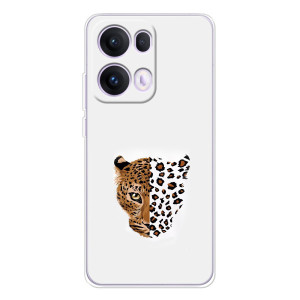 Чехол с леопардовым принтом на OPPO Reno 13 Pro 5G (Леопард на белом)