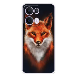 Чехол с принтом лисички на satisfei@@@@@@p Те Reno 13 Pro 5G – Лиса на черном