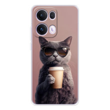 Чехол с принтом стильные животные для 

ОПО Reno 13 Про 5G 
 – Кот с кофе