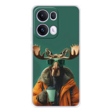 Чехол с принтом стильные животные для 

ОПО Reno 13 Про 5G 
 – Лось с кофе