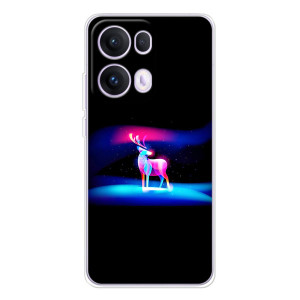 Силиконовый бампер с картинкой животных для OPPO Reno 13 Pro 5G (Яркий олень)