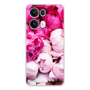 Силиконовый бампер с принтом (цветочки) на ОППО Рено 13 Про 5G (Пионы)