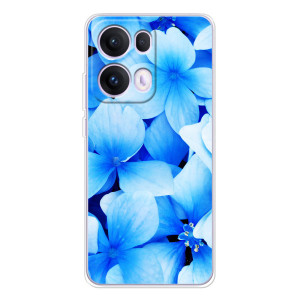 Силиконовый бампер с принтом (цветочки) на ОППО Рено 13 Про 5G (Синие цветы)