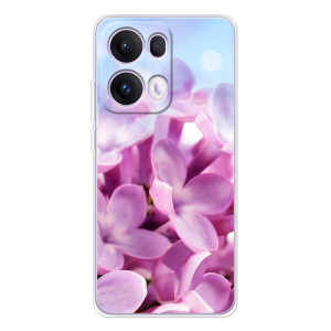Силиконовый бампер с принтом (цветочки) на ОППО Рено 13 Про 5G (Сиреневые цветы)