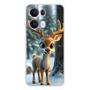 Яркий чехол для OPPO Reno 13 Pro 5G с Зимними Оленятами
