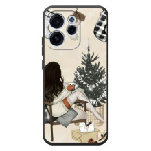 Різдвяні, Святкові Чохли для ОРО Reno 15 Ф – Дівчина з ялинкою