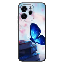 Силиконовый бампер с картинкой животных для OPPO Reno 15 F (Бабочка синяя)