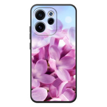 Силиконовый бампер с принтом (цветочки) на ОППО Рено 15 Ф (Сиреневые цветы)