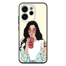 Силіконовый Чохол на OPPO Reno 15 F з картинкой Модных девушек – З напоєм