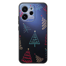 Зимні Чохли для ОРО Reno 15 Ф - прозорий фон (Різдвяні ялинки)