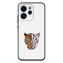 Чехол с леопардовым принтом на OPPO Reno 15 FS (Леопард на белом)