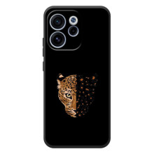 Чехол с леопардовым принтом на OPPO Reno 15 FS (Леопард на черном)