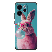 Чехол с принтом стильные животные для ..."ОППО Ренo 15 ФС" (Кролик в очках)