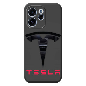 Силиконовый бампер с картинкой машины на OPPO Reno 15 FS (Logo TESLA)