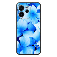 Силіконовий бампер з принтом (квіточки) на ОРО Reno 15 ФС (Сині квіти)