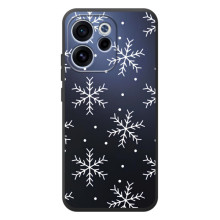 Зимні Чохли для ОРО Reno 15 ФС - прозорий фон – Білі сніжинки