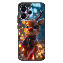 Яркий чехол для OPPO Reno 15 FS с Зимними Оленятами (Олень в шарфе)