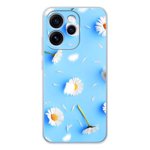 Чехол с Цветами для OPPO Reno 15 Pro – ромашки на голубом