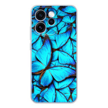 Чехол с принтом для OPPO Рено 15 Про - (Прикольные) (AlphaPrint) (Синие бабочки)