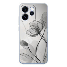 Чехол с цветочным принтом на OPPO Рено 15 Про – Черные цветы