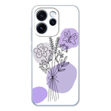Силиконовый чехол с принтом в цветах на OPPO Reno 15 Pro (Фиолетовый букет)