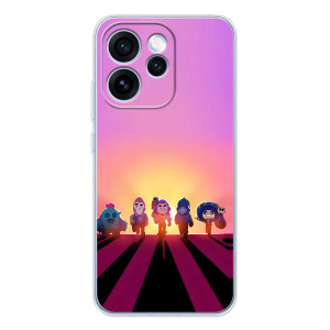 Силиконовый Чехол на OPPO Reno 15 Pro с картинкой Brawl Stars (Персонажи в закате)