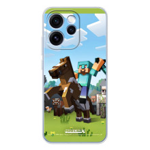 Чехлы для OPPO Reno 15 Pro (Персонажи Майн Крафт) (На коне)