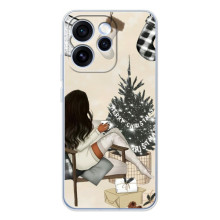 Рождественские, Праздничные Чехлы для OPPO Рено 15 Про (Девушка с елкой)