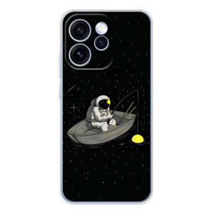 Силиконовый Чехол с принтом "Космонавты" на OPPO Reno 15 Pro – Космонавт на рыбалке