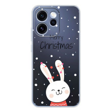 Зимние Чехлы для OPPO Рено 15 Про - прозрачный фон (Рождественский заяц)
