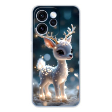 Яркий чехол для OPPO Reno 15 Pro с Зимними Оленятами (Блистающий оленёнок)