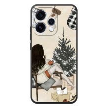 Рождественские, Праздничные Чехлы для 

OPPO Ренo 15 
 (Девушка с елкой)