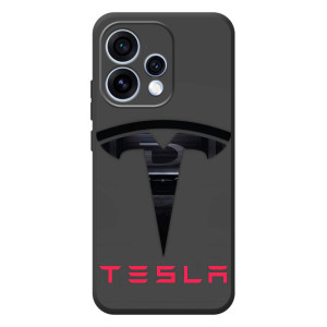 Силіконовий бампер з картинкою машини на OPPO Reno 15 – Logo TESLA