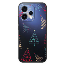 Зимние Чехлы для 

OPPO Ренo 15 
 - прозрачный фон (Рождественские елки)