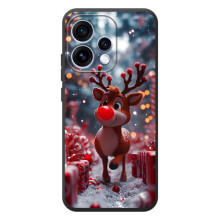 Яркий чехол для OPPO Reno 15 с Зимними Оленятами (Олень среди подарков)