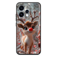 Яркий чехол для OPPO Reno 15 с Зимними Оленятами (Олень с носом)