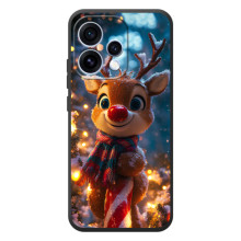 Яркий чехол для OPPO Reno 15 с Зимними Оленятами (Олень в шарфе)