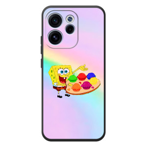 Силиконовый чехол Спанч Боб на OPPO Рено 15F (Бургеры)
