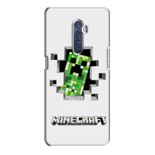 Чохол Майнкрафт на Oppo Reno 2 (AlphaPrint) Minecraft (кріпер Майнкрафт)