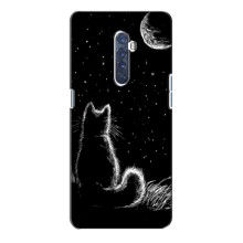 Чехол с принтом для Oppo Reno 2 (AlphaPrint) Модные коты – Котик и луна