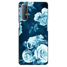 Чехлы (ART) Цветы на Oppo Reno 3 Pro (VPrint) (Голубые Бутоны)