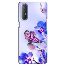 Чехлы с Цветами для Oppo Reno 3 Pro (VPrint) (Бабочка на цветочке)