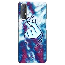 Чехол с принтом для Oppo Reno 3 Pro (AlphaPrint - Знак сердечка) – Радужное сердце