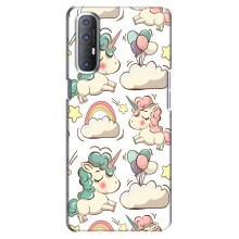 Чехол для Оппо Рено 3 Про - (Единорожки - Новинки) (AlphaPrint) (Единорожки)