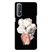 Чехлы (ART) Цветы на Oppo Reno 3 (VPrint) (Белые цветы)