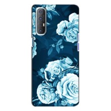 Чехлы (ART) Цветы на Oppo Reno 3 (VPrint) (Голубые Бутоны)