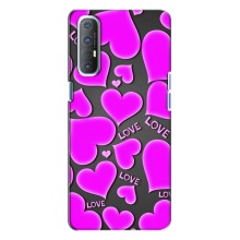 Чехлы для любимой на Оппо Рено 3 (VPrint) (Pink hearts)