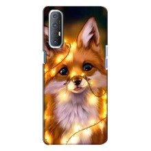 Чехлы с картинкой Лисички для Oppo Reno 3 (VPrint) (Лисичка в гирляндах)