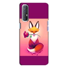 Чехлы с картинкой Лисички для Oppo Reno 3 (VPrint) (Лисичка с розочкой)