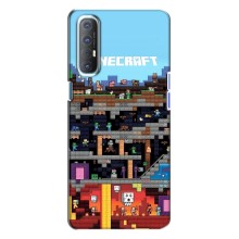 Чехол Майнкрафт на Oppo Reno 3 (AlphaPrint) Minecraft (фон Minecraft)